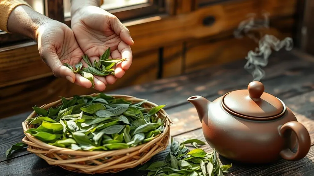 selecting quality tea leaves