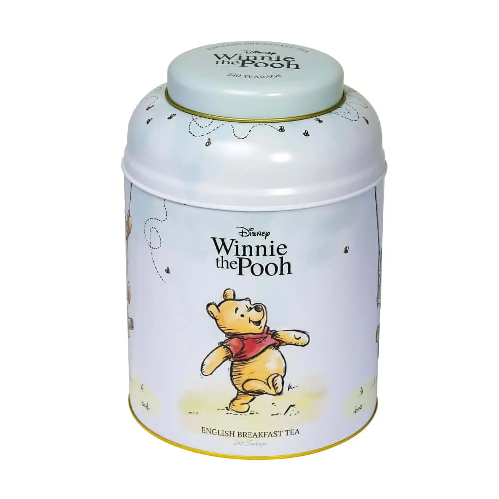 A charming tin for 240 teabags, featuring delightful Winnie the Pooh artwork, perfect for storing your English Breakfast tea.